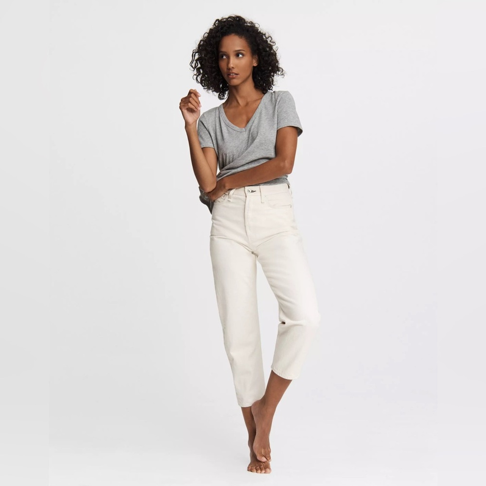rag & bone 90’s high rise ivory cream jeans baggy style ankle length relaxed fit